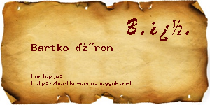 Bartko Áron névjegykártya